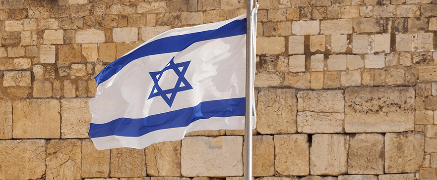 Israel flag at Western Wall