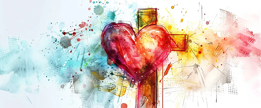 Heart and Cross Abstract Paint